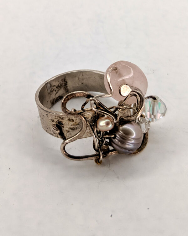Fine Silver Ring with Rose Quartz by Jan Huntley Peace