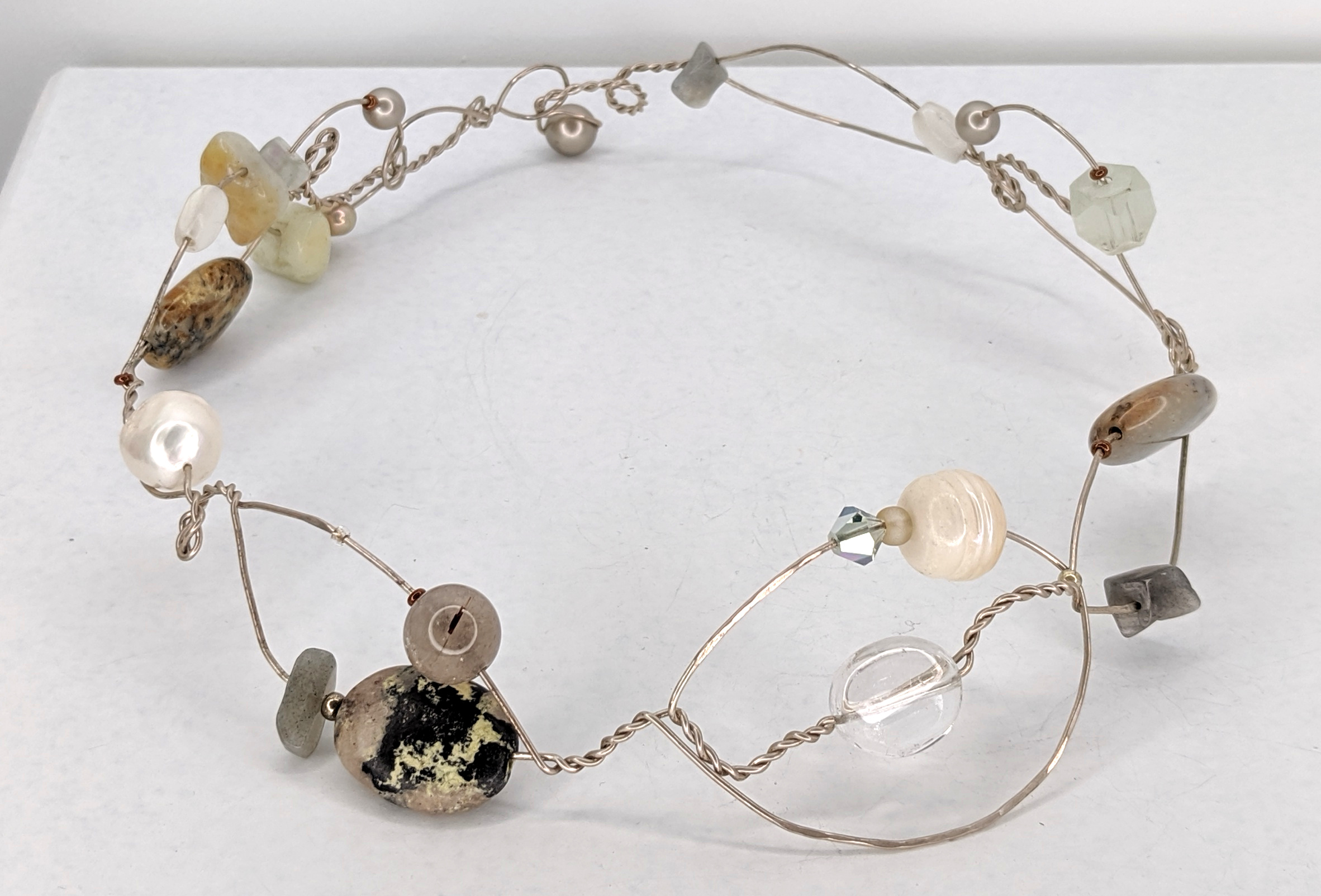 Fine Silver Collar with Jasper and Smokey Quartz Fine Silver Collar with Jasper and Smokey Quartz by Jan Huntley Peace