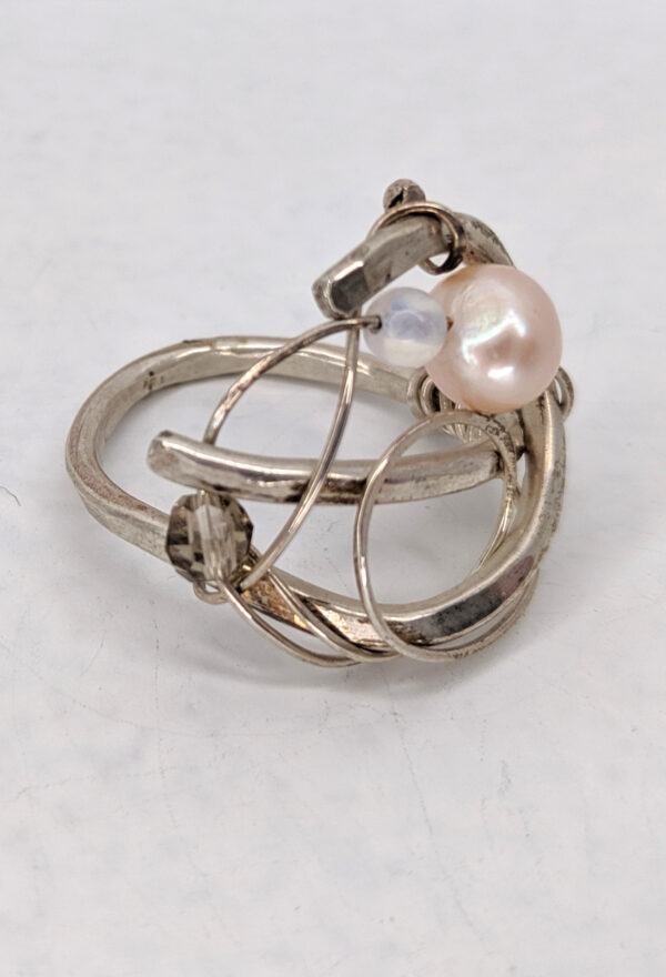 Silver Ring with Rose Quartz and Opalite by Jan Huntley Peace