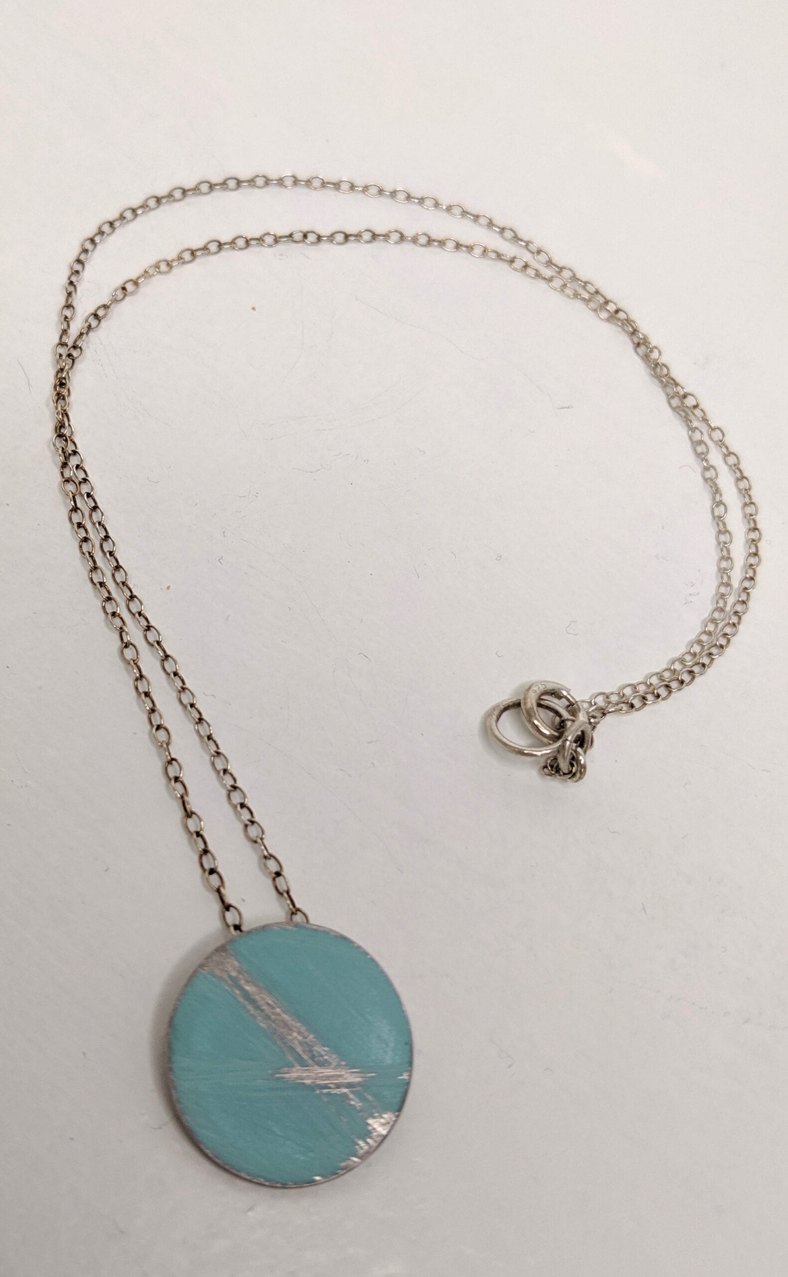 Aqua Disc Pendant Necklace by Heather McDermott