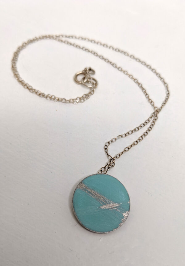 Aqua Disc Pendant Necklace by Heather McDermott