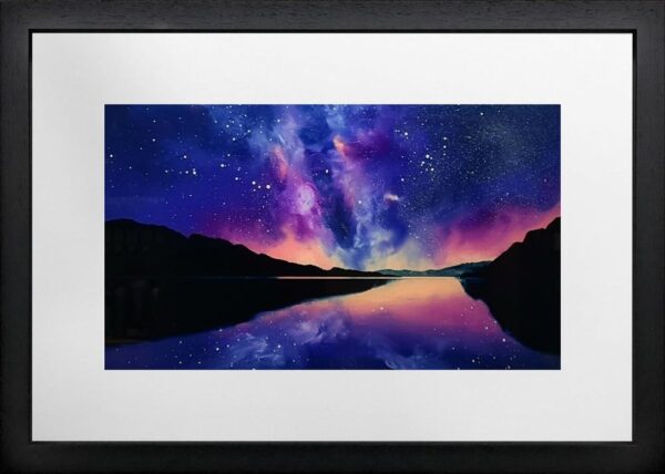 Striking original painting by Richard King of Ullswater and the milky way - shown from the south