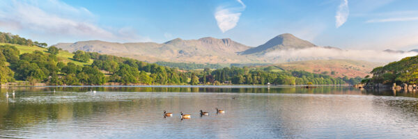 Coniston II by Lake District Photographer Jon Allison. Coniston Old Man and Dow Crag from the foot of Coniston Water towards the east side road which leads to Brantwood, former home of John Ruskin.