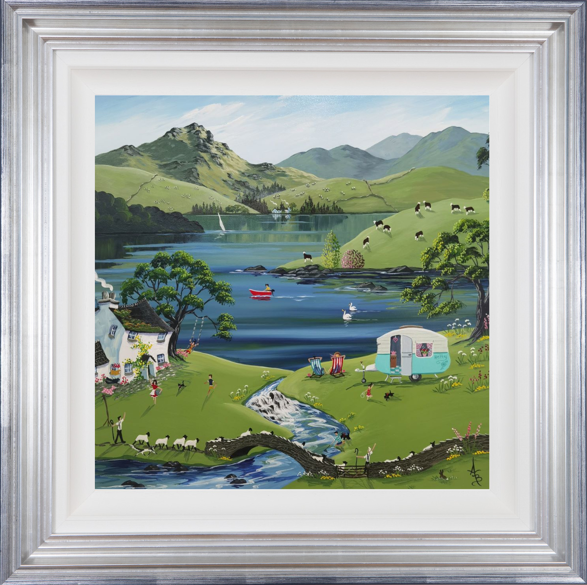 Holiday with Hetty original acrylic painting by Anne Blundell inspired by the Lake District