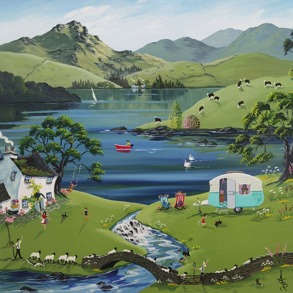 Holiday with Hetty by Anne Blundell Holiday with Hetty original acrylic painting by Anne Blundell inspired by the Lake District
