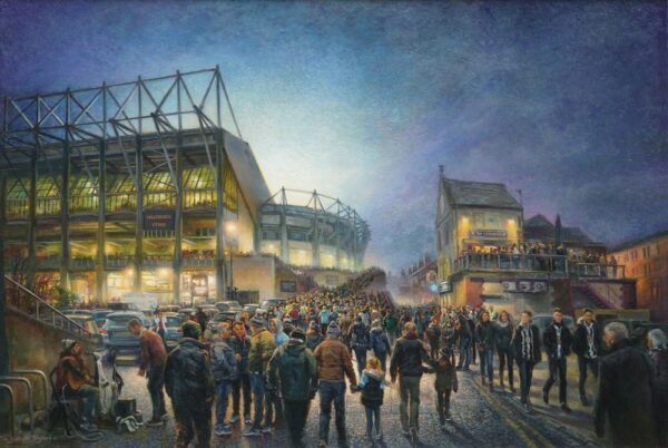 'St.James' Park - Night Match from the Strawberry fine art print of Newcastle by Cumbria artist Graham Twyford