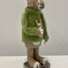 Ceramic and Cashmere Hare with Leveret handmade by Gwen Vaughan