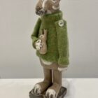 Ceramic and Cashmere Hare with Leveret handmade by Gwen Vaughan