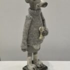 Ceramic Grey Hound with Cashmere Jumper and Bone by Gwen Vaughan
