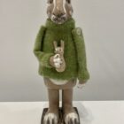 Ceramic and Cashmere Hare with Leveret handmade by Gwen Vaughan