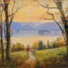 An original oil painting by Lake District artist Jeff Sudders Autumn by Derwentwater