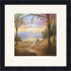 Lake District Art framed print Evening by Derwentwater by Jeff Sudders with black frame.
