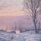 Edge of a Wood a framed print of the Lake District by Robert Ritchie. A snowy winter scene with a lake way off in the distance