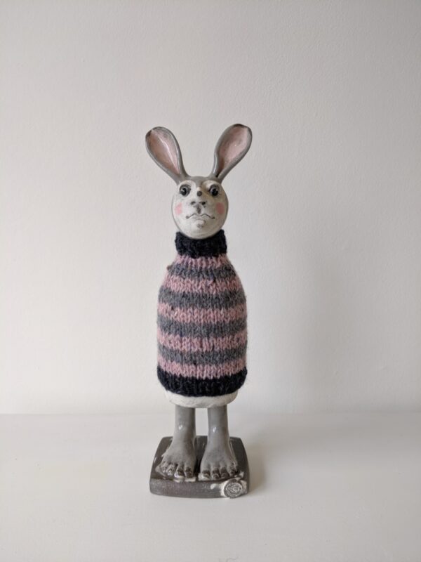 Rabbitman in Hand Knitted Wool Jumper
