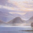 Mist Over Derwentwater a framed print of the Lake District by Robert Ritchie. The view of the Borrowdale Valley from Friars Crag. Featuring Kings - Glaramara - How Castle Crag - Nitting Haws