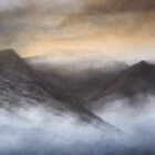 misty skies envelop the summit of blencathra saddleback one of the biggest mountains in the lake district in this colour limited edition print by daniel cooper