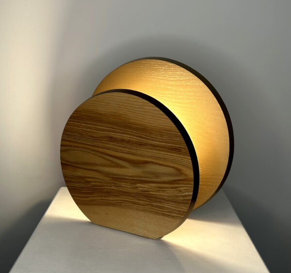 Eclipse lamp by Bob and Eunice from Humblewood sustainably sourced wooden lamp made in Cumbria.