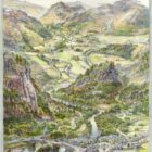 Borrowdale Looking South art print by Graham Twyford. An annotated art print become a fine art map of the popular valley near Derwentwater