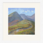 Lake District art framed print Footpath to Catbells by Jeff Sudders in a white frame.