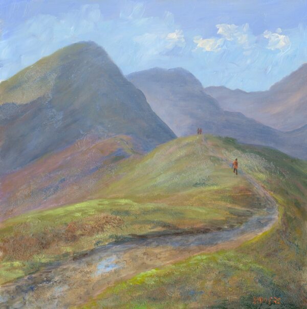 Print by Lake District artist Jeff Sudders. Footpath to Catbells - An iconic view of the ascent to Catbells near Keswick and overlooking Derwentwater.