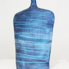 Kirsti Hannah Brown large tracks stoneward bottle. Slip and sgraffito create the colour and atmosphere of dark sea and skies.