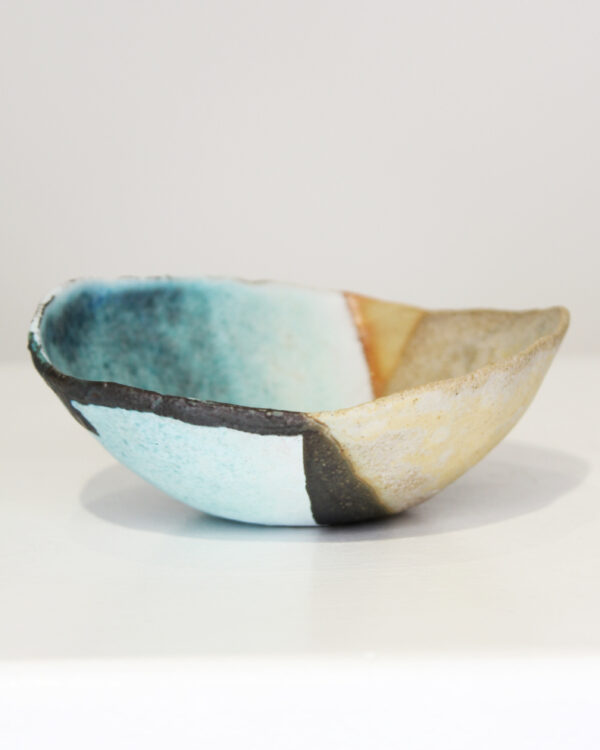 Bowl by Kirsti Hannah Brown. Stoneware fired pinched textured clay, based on the earth and sky.