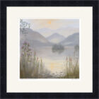 Lake District Art framed print Thistles on the Shore of Derwentwater by Jeff Sudders in a black frame.