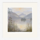 Lake District Art framed print Thistles on the Shore of Derwentwater by Jeff Sudders in a white frame.
