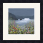 Lake District art framed print Wildflower Whispers Ullswater by Jeff Sudders in a black frame.