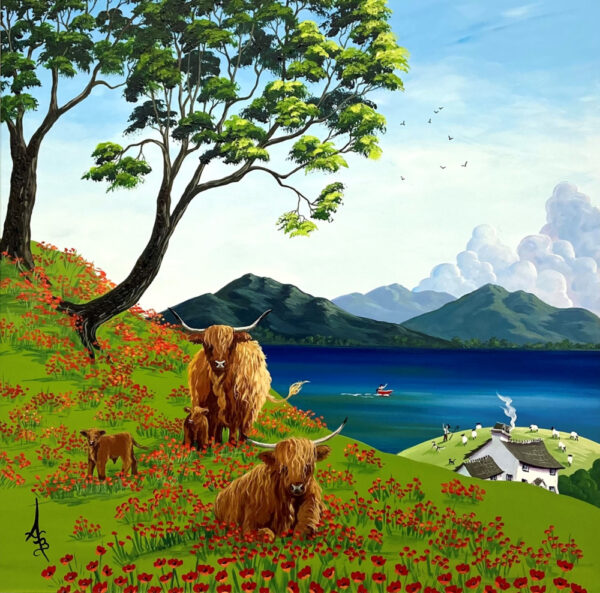 Eric in the meadows is an original painting by artist Anne Blundell