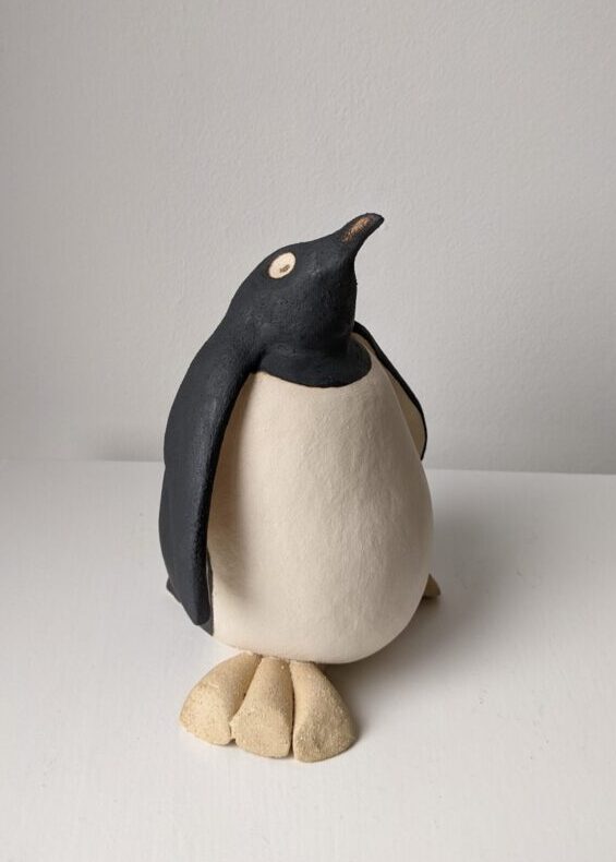 Handmade in Britain clay penguins from crafter Louise O'Connor.