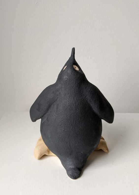 Handmade in Britain clay penguins from crafter Louise O'Connor.