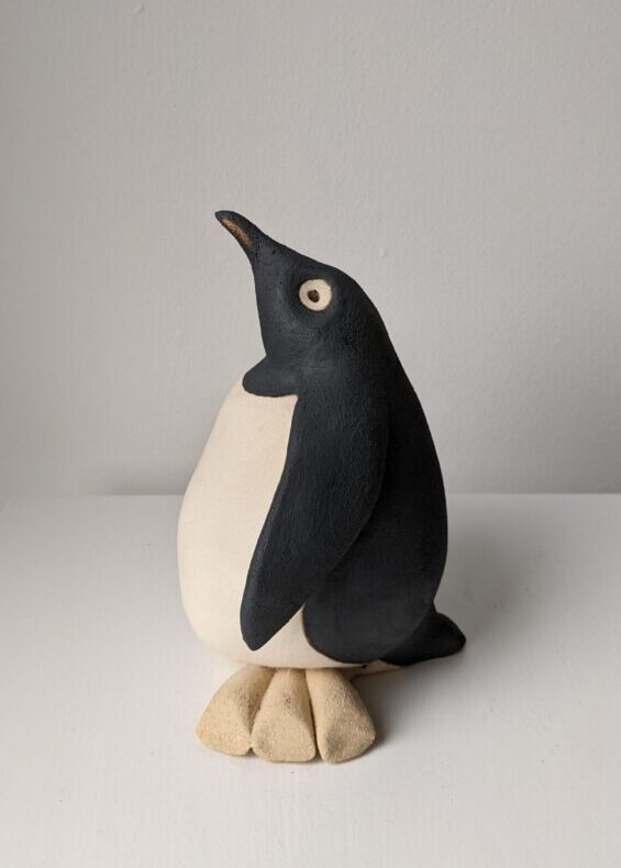 Handmade in Britain clay penguins from crafter Louise O'Connor.