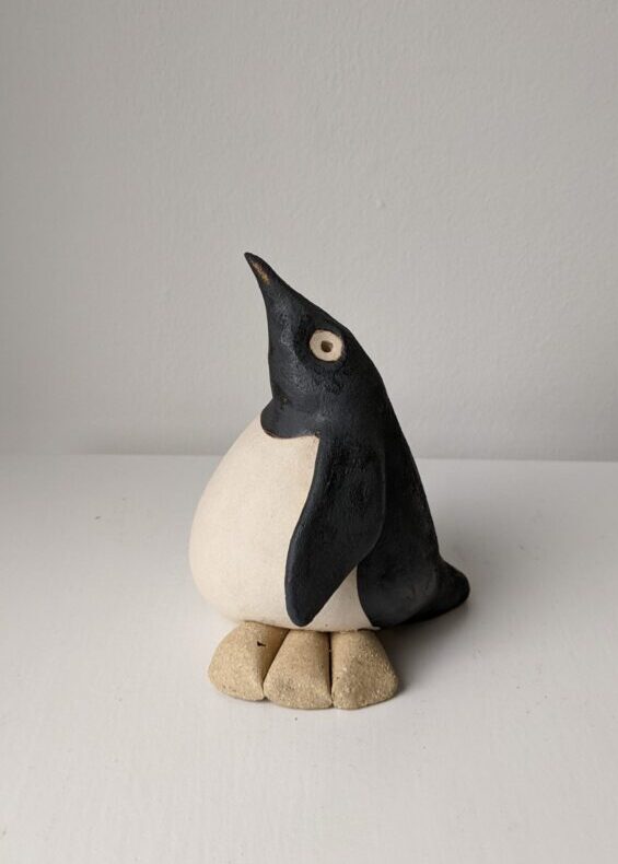 Handmade in Britain clay penguins from crafter Louise O'Connor.