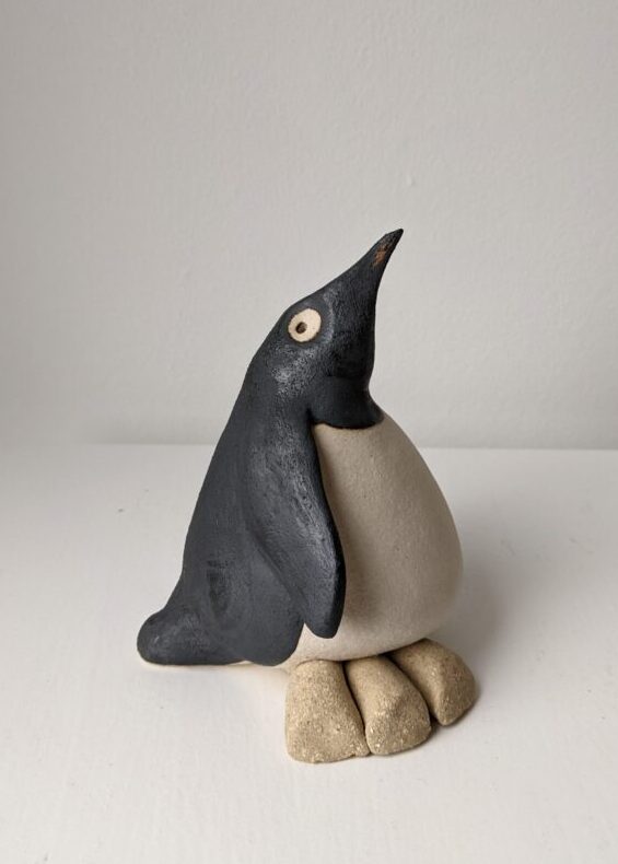Handmade in Britain clay penguins from crafter Louise O'Connor.
