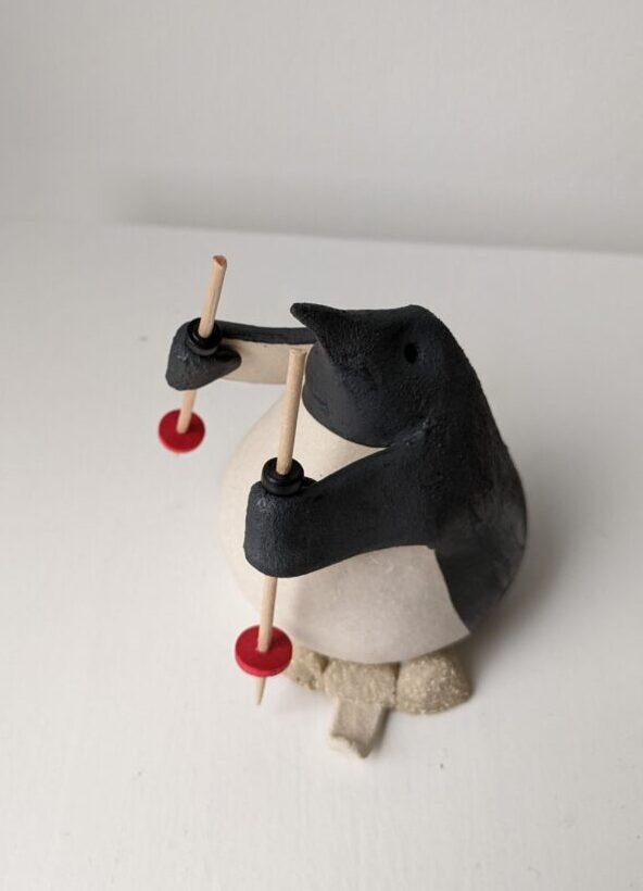 Handmade in Britain clay penguins from crafter Louise O'Connor.