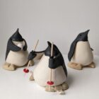Handmade in Britain clay penguins from crafter Louise O'Connor.
