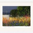 Lake District art framed print by Jeff Sudders of a colourful display of wildflowers growing on the shore of Windermere.