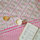 Honesty Seed Organic Cotton Tea Towel by local textile designer Miller Honeyman in pink and green.