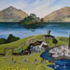 Lake District art by Anne Blundell. A Piece Of Grasmere Gingerbread is an acrylic painting featuring the popular shop north of Ambleside in glorious Spring with daffodils and cherry trees