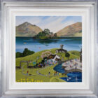Lake District art by Anne Blundell. A Piece Of Grasmere Gingerbread is an acrylic painting featuring the popular shop north of Ambleside in glorious Spring with daffodils and cherry trees
