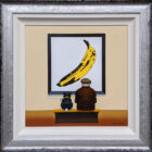 Framed original painting by Chris Chapman, a humorous take on Andy Warhol