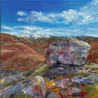 lake district art original acrylic painting on canvas by local artist cally lawson easedale tarn grasmere sour milk ghyll view across to fairfield vibrant autumn winter snow