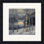 Lake District art framed print Winter Stroll by local artist Jeff Sudders in a black frame.