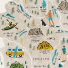 Paddle the lakes map checklist by Oldfield design co created in Cumbria.