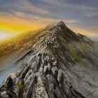 lake district art original oil painting by ben goymour of Sharp Edge on Blencathra also know as saddleback near Keswick and Derwentwater