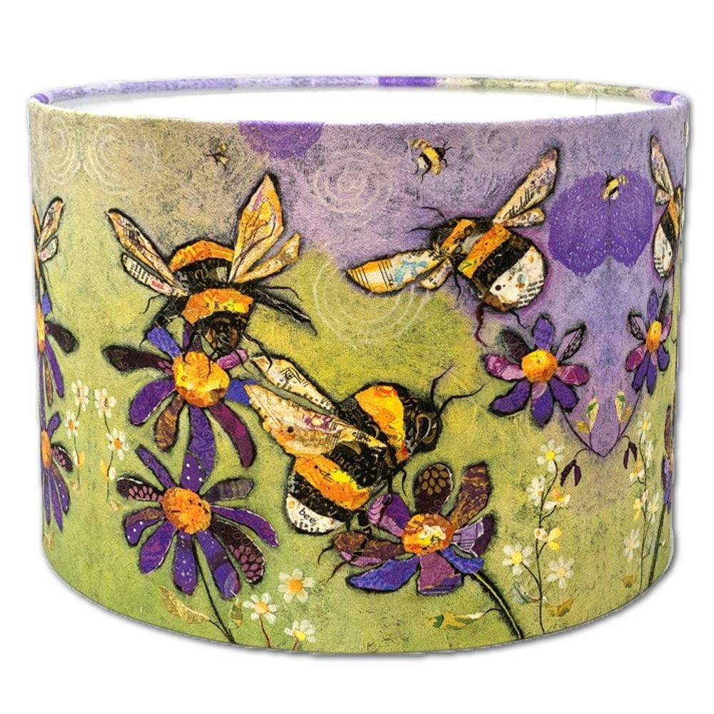 Humble Bumbles Lampshade by Dawn Maciocia Handmade lampshade by artist Dawn Maciocia