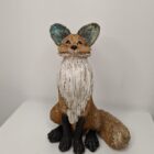 Ceramic Fox sculpture handmade by Gin Durham