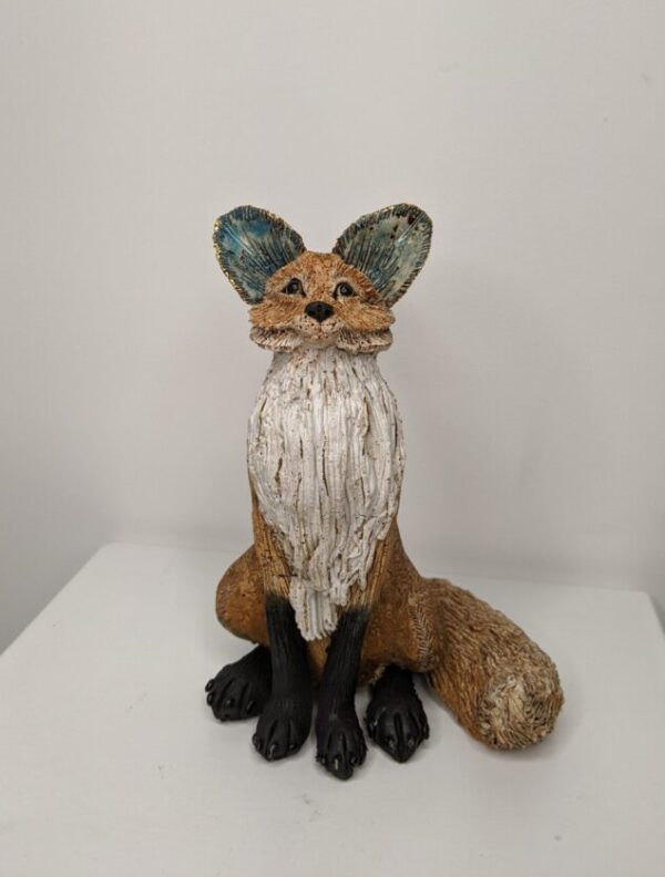 Ceramic Fox sculpture handmade by Gin Durham