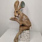 Ceramic Hare sculpture handmade by Gin Durham